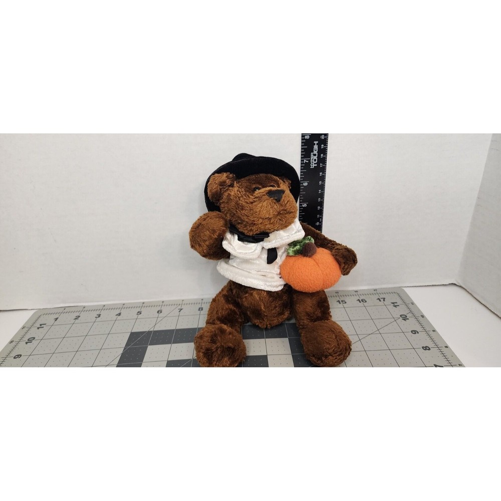 Dan Dee Collector's Choice Harvest Brown Bear Plush Pilgrim Thanksgiving Pumpkin